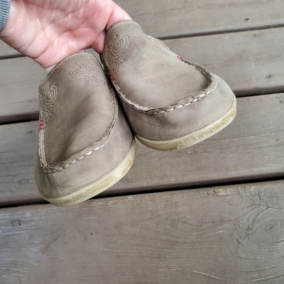 Olukai Nohea Taupe Nubuck Suede Leather Loafer Shoes Size Woman's 8.5 - Picture 5 of 8